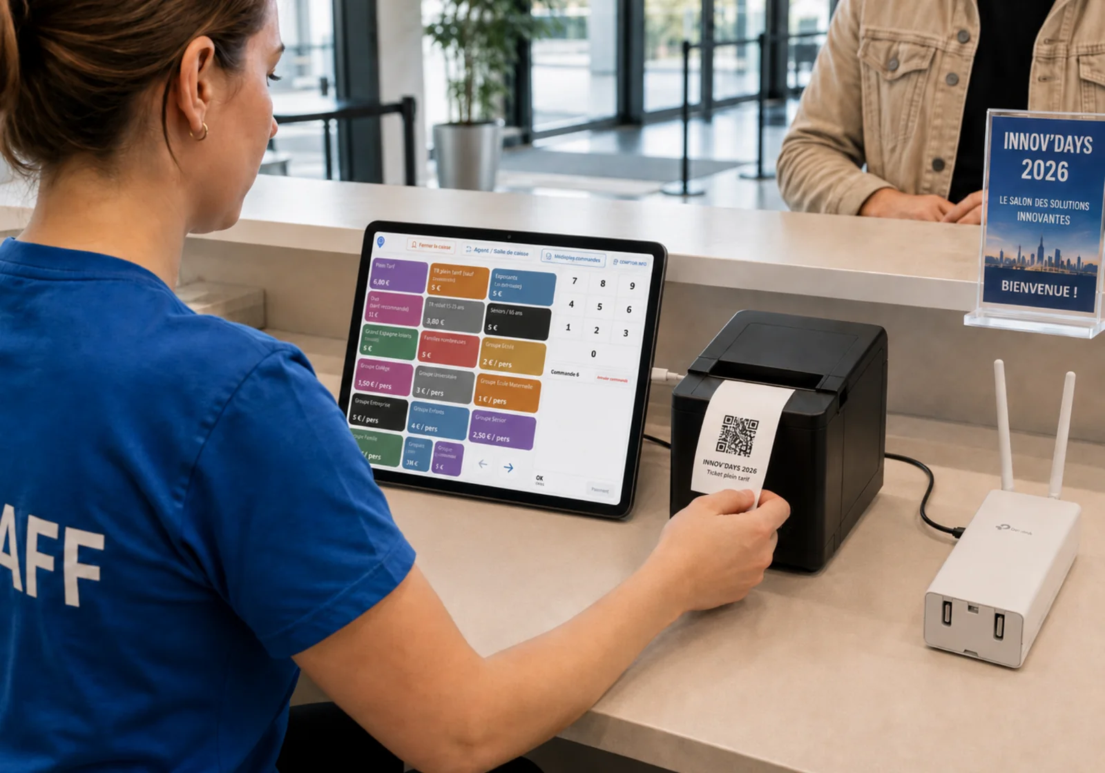 Guichet Connect’Events avec tablette et imprimante de billets